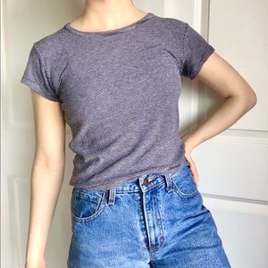 Blue and White Striped Brandy Melville T Shirt